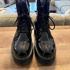Dr. Martens Black Patent Leather Platform Combat Boots